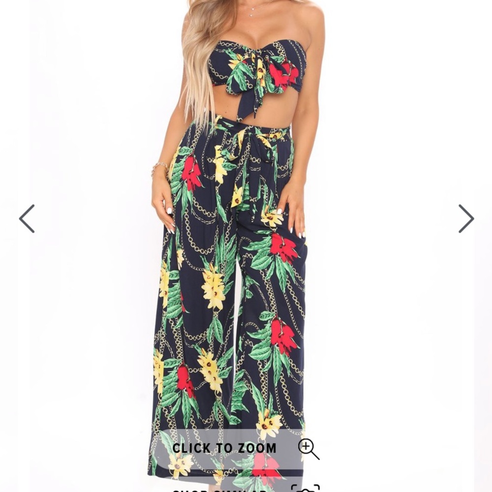 NWOT tropical pant set